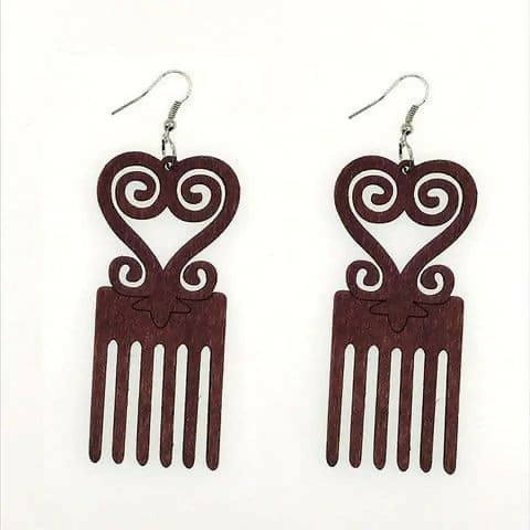 Symbolic wooden earrings