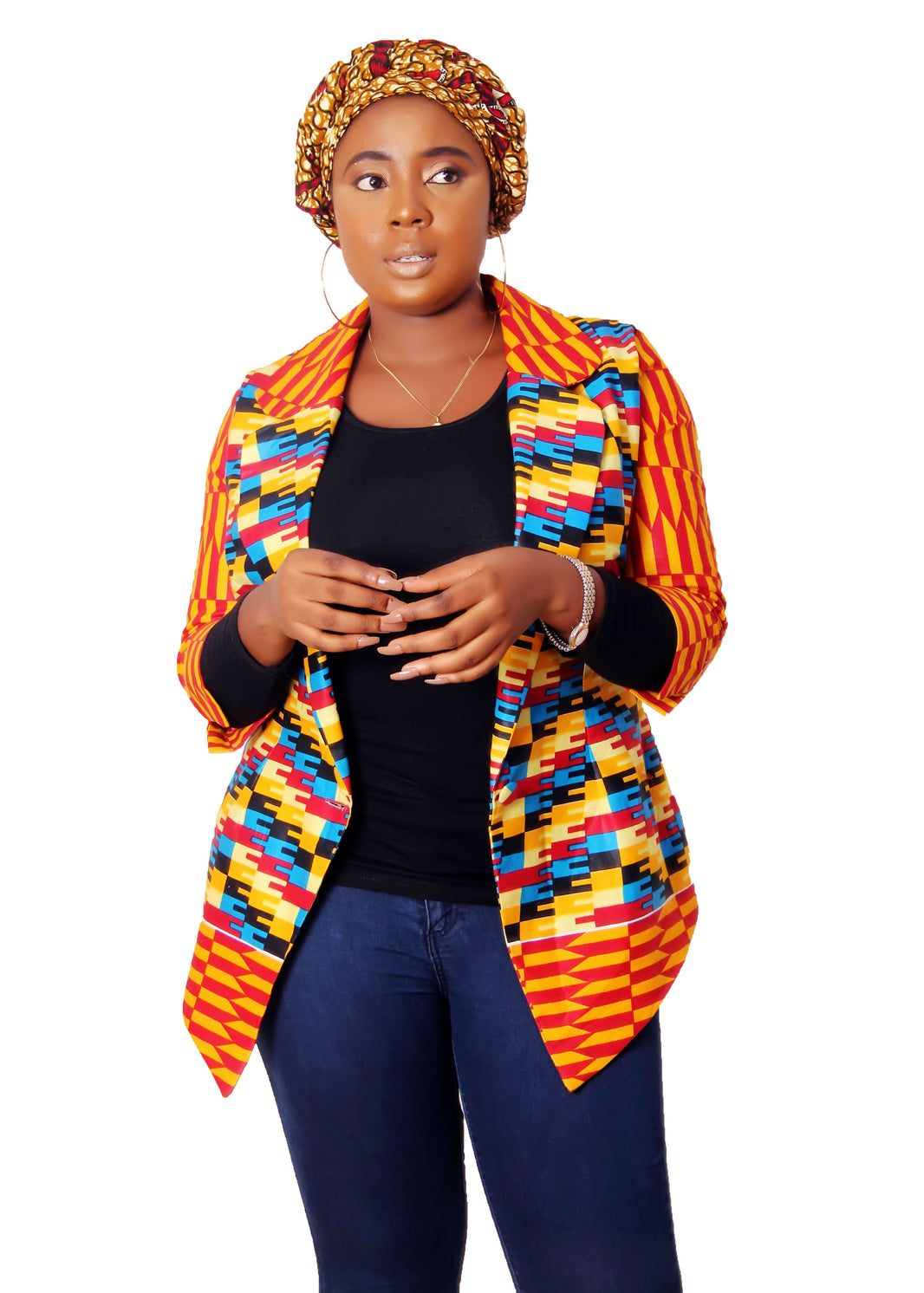Efua Kente Jacket and Ankara Head Wrap